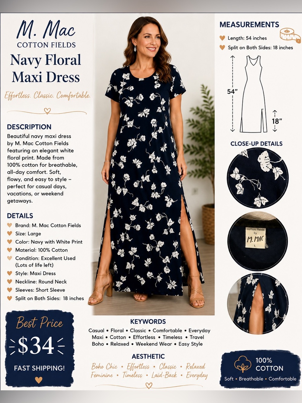 Navy Floral Maxi Dress